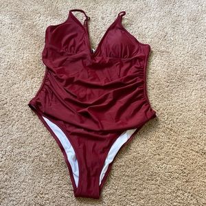 CUPSHE Women’s One Piece Bathing Suit Burgundy XL
